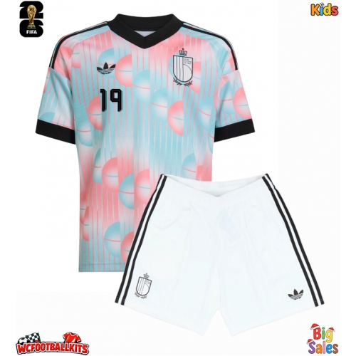 Belgium Diego Moreira #19 Replica Away Stadium Kit for Kids World Cup 2026 Short Sleeve (+ pants)